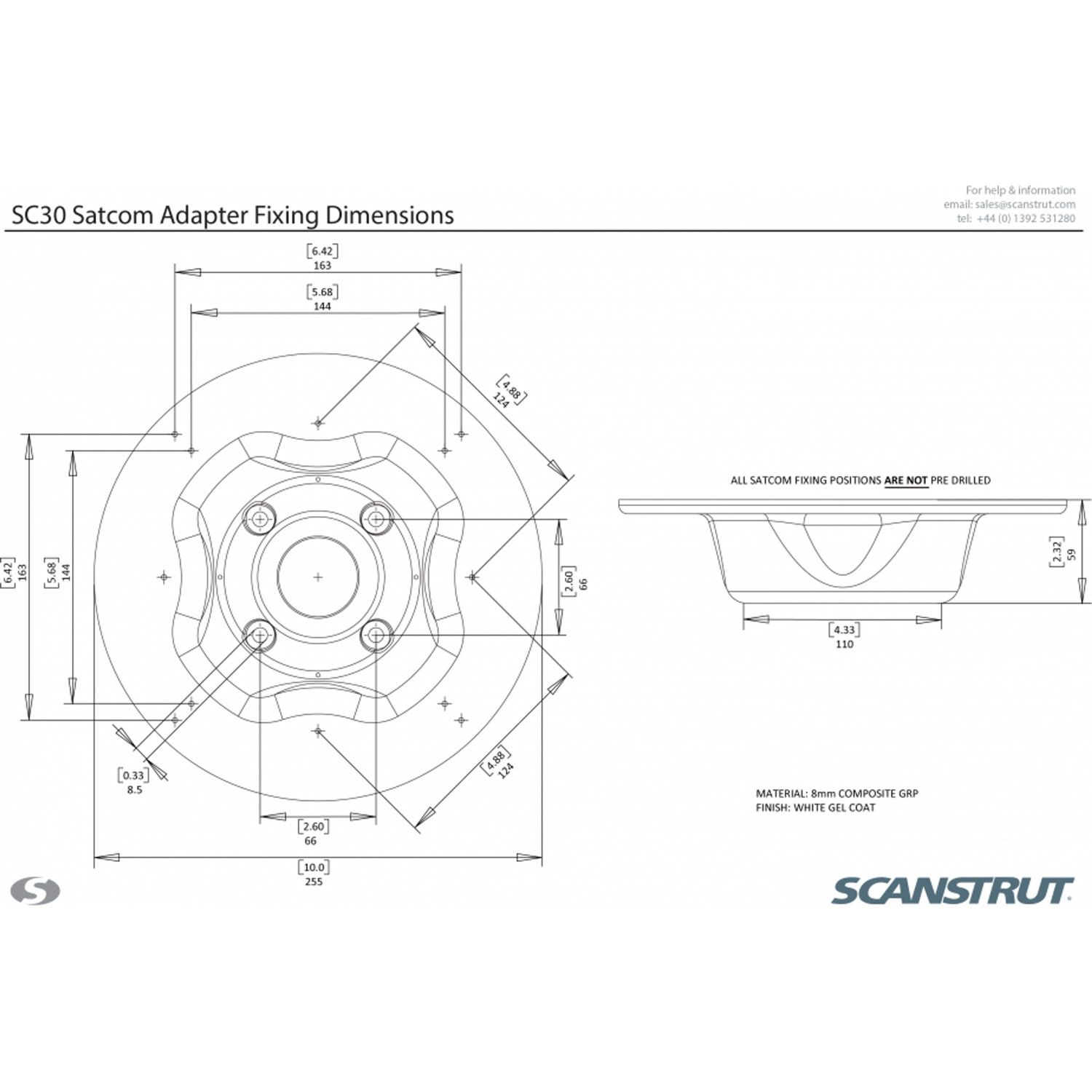 Scanstrut SC30 Satcom Antennebeslag