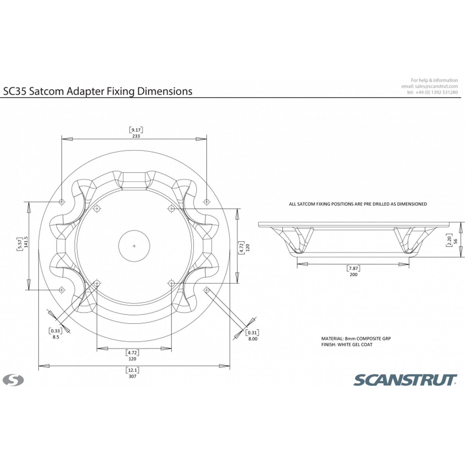 Scanstrut SC35 Satcom Antennebeslag