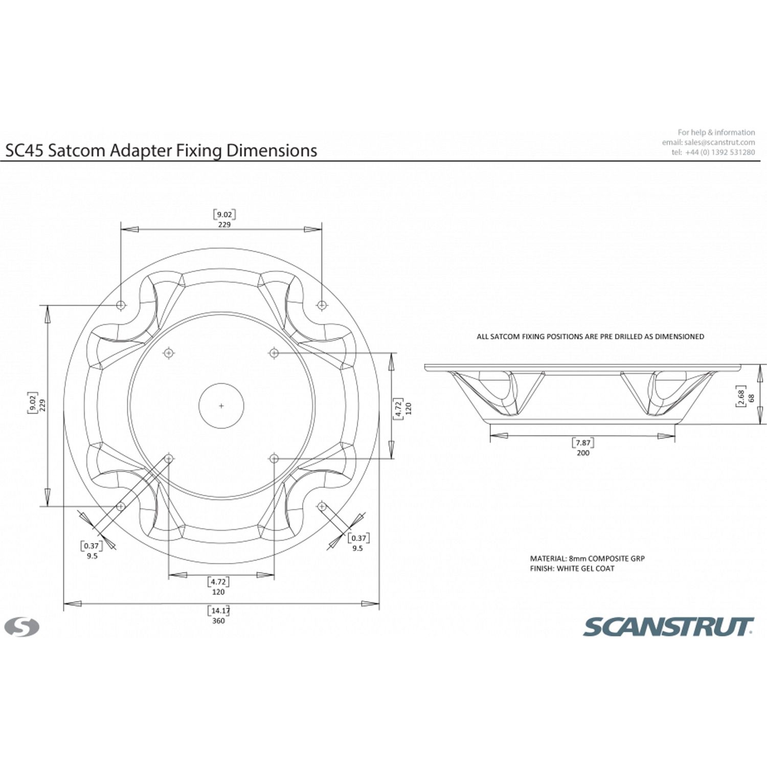 Scanstrut SC45 Satcom Antennebeslag