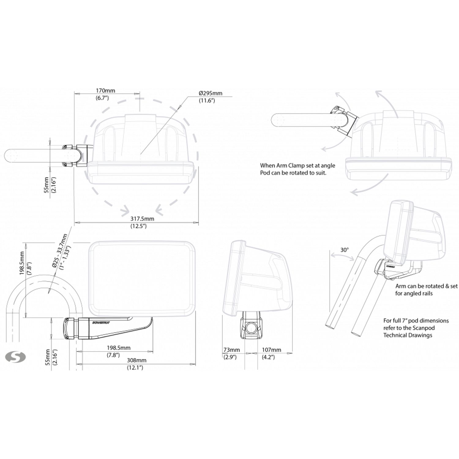 Scanstrut Beslag til MFD 7'' Arm Pod SPR-7-AM