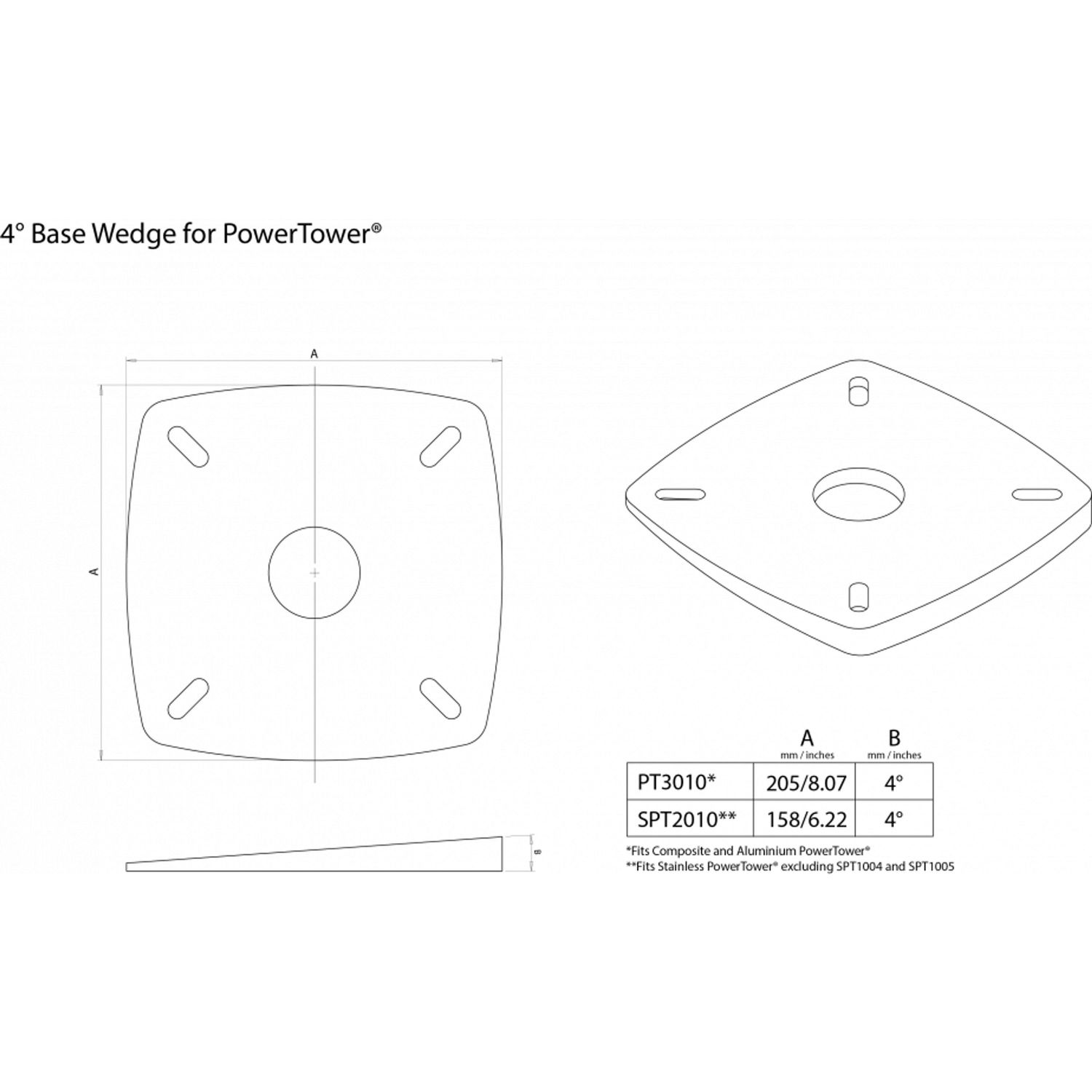 Scanstrut 4° Basplate for PowerTower Radarmast