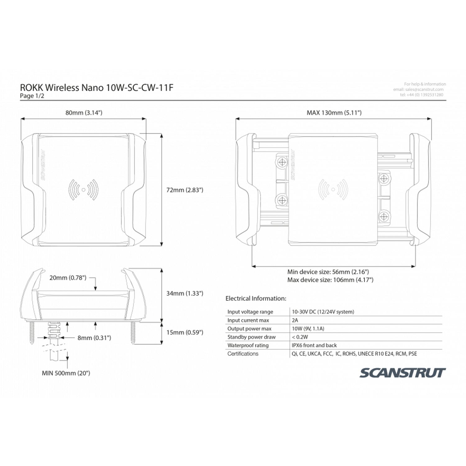 Puhelimen laturi Scanstrut ROKK Wireless - Nano 10W