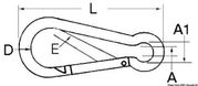 Karbinhake polerad AISI 316 med öga 8 mm