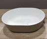 Bänkskivemonterat halvovalt tvättställ i Ocritech vit/beige 350x260 mm