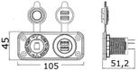 Sigarettenneruttak + dobbelt USB-uttak, hvitt