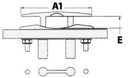 Oppfellbart kryssholt, speilpolert AISI316, 164/150 mm
