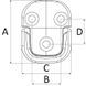 Firkantet padeye 57x45 mm, ring 6 mm