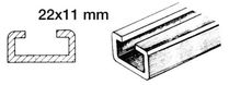 Aluminiumskena + nylontravare 1 m 22x11 mm