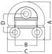 Fällbar ögleplatta 59x61 mm 8 mm ring brottlast kg 4000