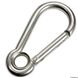 Karabinkrok med slett lukking og øye AISI 316 6 mm