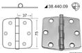 Gångjärn 2 mm standardtapp 74x75 mm