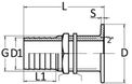 Läpivienti, jossa on litteä pää, kromattua messinkiä 3/4" x 24 mm