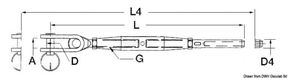 Strekkfisk med leddgaffel AISI 316 8 mm