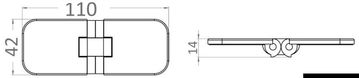 Fällbart precisionsgångjärn med 180° rotation 110x42 mm