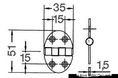 Ovalt hengsel 35x51 mm stiftmontering 1.5 mm