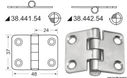 Hengsel med omvendt tapp 48x37 mm