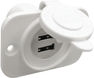Dobbel USB-uttak hvit bakre mutter + panel