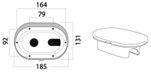 Oval duschbox, förkromad PVC-slang 2,5 m, BULK-förpackning 10 st