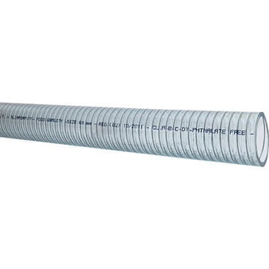 Klar PVC-slange med stålspiral, 19 mm i matvarekvalitet