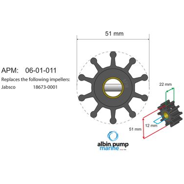 Albin Pump Marine Premium Impeller Kit pn 06-01-011