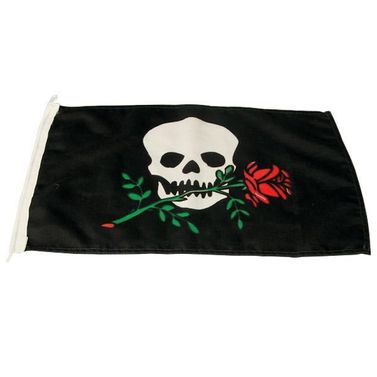 Humorflagga Pirat med Ros 30x45cm