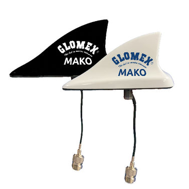 Glomex Mako VHF-antenni kaapelilla ja liittimellä.
