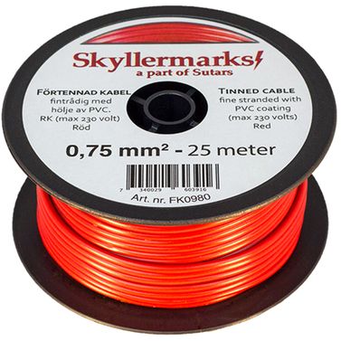 Skyllermarks Minirulle Fortinnet Kabel Rød 0,75 mm² 25m