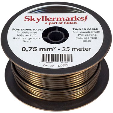 Skyllermarks Minirulle Fortinnet Kabel Svart 0.75 mm² 25 m