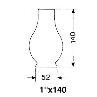DHR Lampeglas 52x140mm til Olielampe