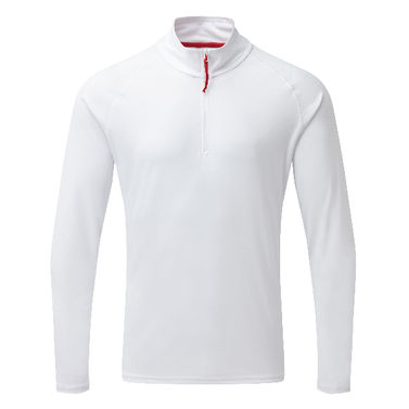 Gill UV009 T-skjorte med glidelås og langermet glidelås for menn UV50+ hvit
