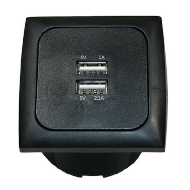Innebygd stikkontakt 12/24v svart 2 x USB