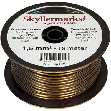 Skyllermarks Minirulle Fortinnet Kabel Svart 1,5 mm² 18 m