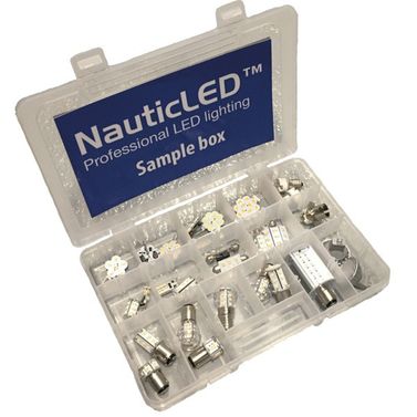 Nauticled-prøveboks med 36 LED-lys og adapter