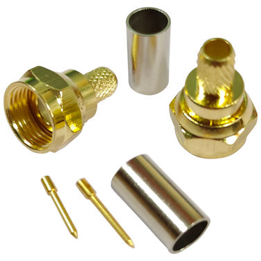 1852 F hankontakt för 6 mm kabel (RG58), guldpläterad, crimp 2-pack
