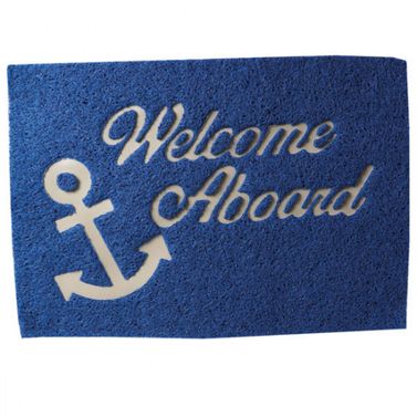 Bådmåtte "Welcome on board" Blå, 40x60cm