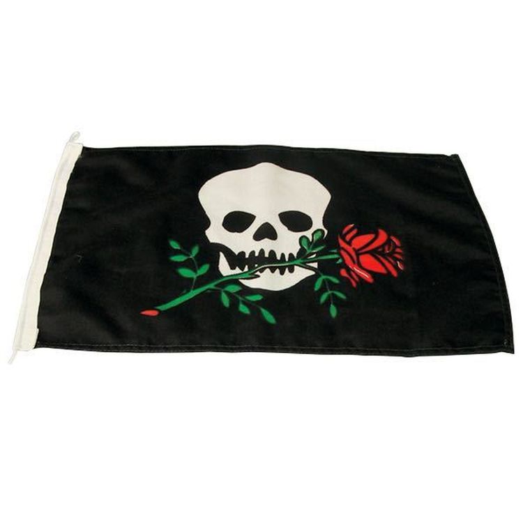 Humorflagg Pirat med Rose