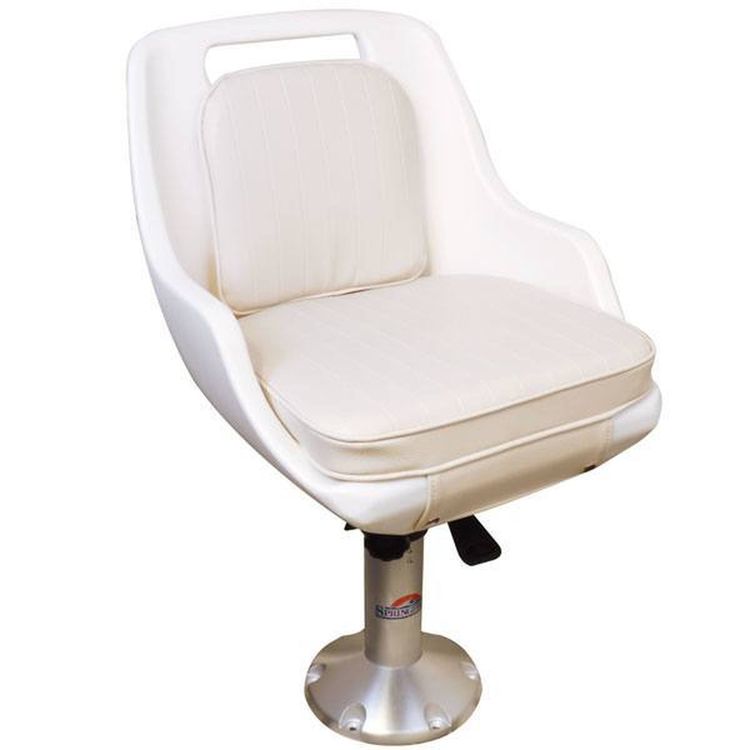Admiral-tuoli, valkoinen tyyny, säädettävä konsoli ja kääntyvä