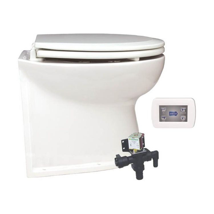 Jabsco Deluxe Flush El-toilet 14" Lige Bagkant Solenoid 12v