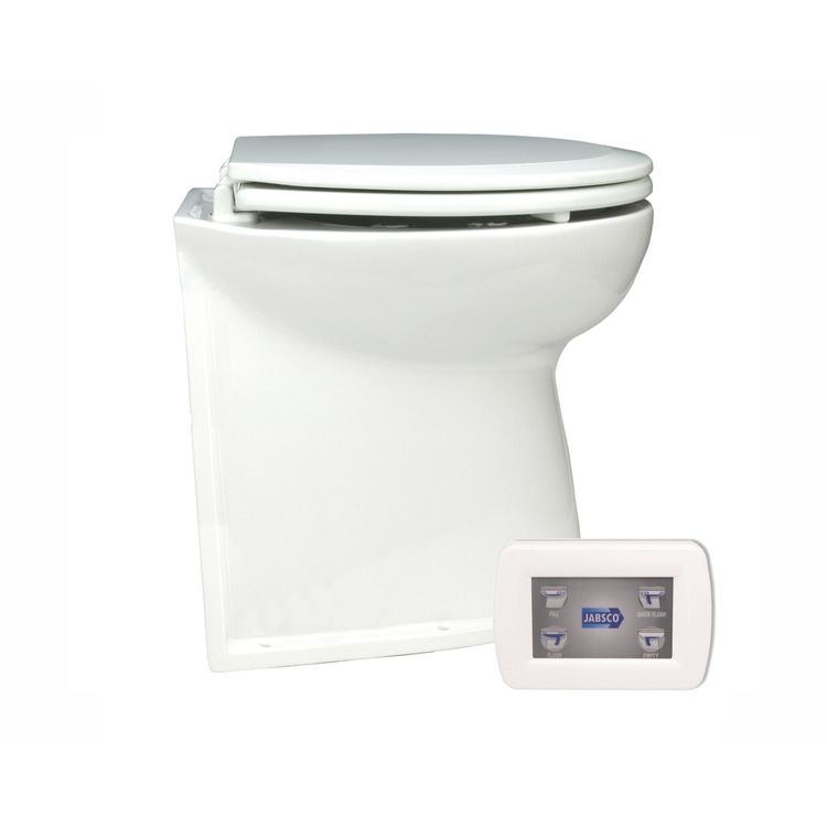 Jabsco elektrisk toalett Deluxe 17'', rett, solenoid 12v, med spylefunksjon