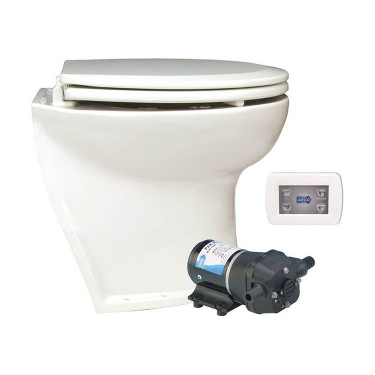 Jabsco Deluxe Flush El-toilet 14" Skrå Bagkant Solenoid 12v