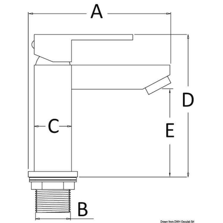 Osculati firkantet blandingsbatteri til toiletkumme