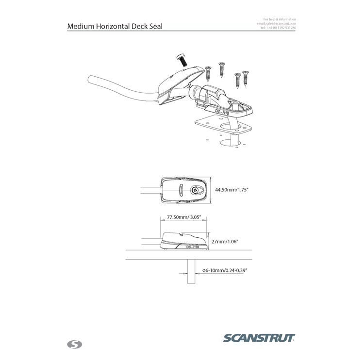 Scanstrut DS-H10 Horizontal Cable Seal - Musta