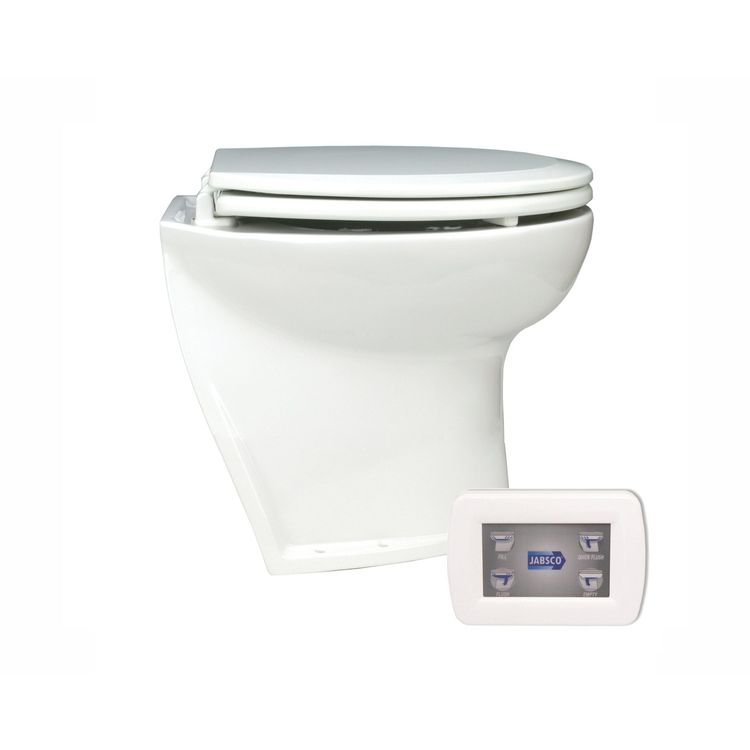 Jabsco Deluxe Flush El-toilet 14" Skrå Bagkant Solenoid 12v