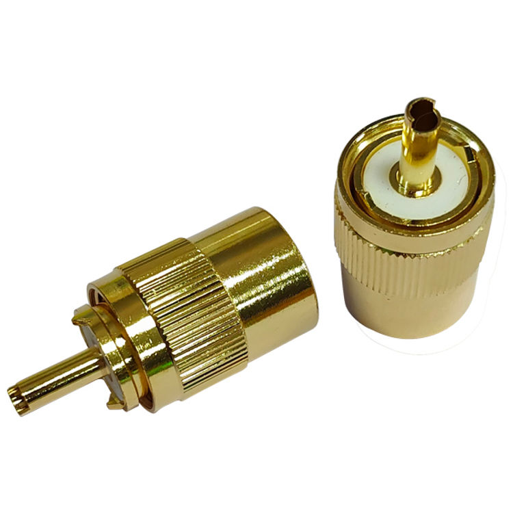 1852 VHF-kontakt PL259 för 6mm kabel, lödning, guldpläterad 2-pa