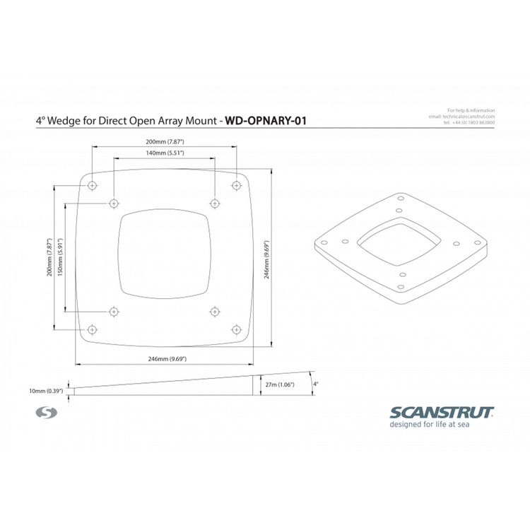 Scanstrut 4° Base wedge for direct open array mount