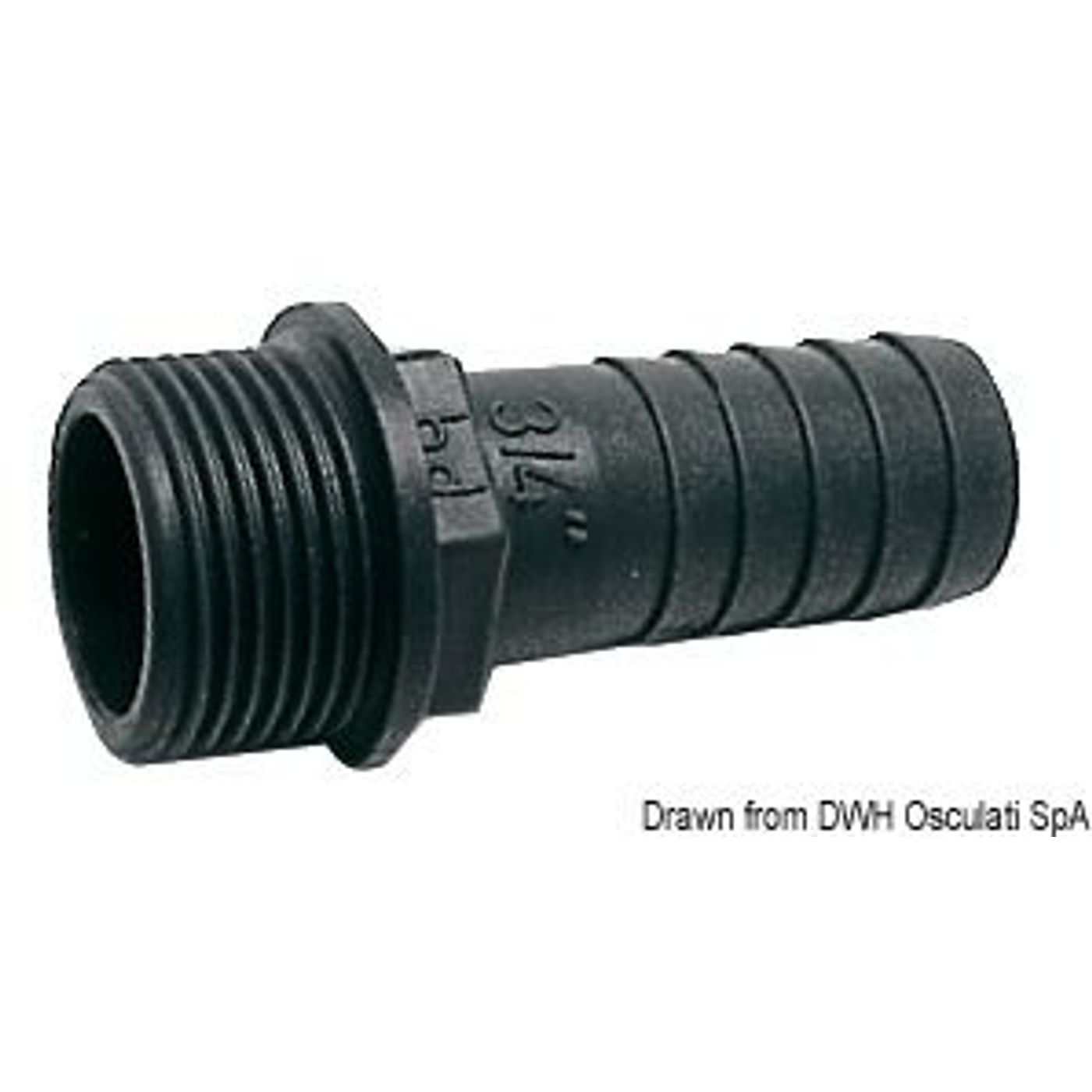 PP slangekobling udvendig 1"1/4 x 38 mm