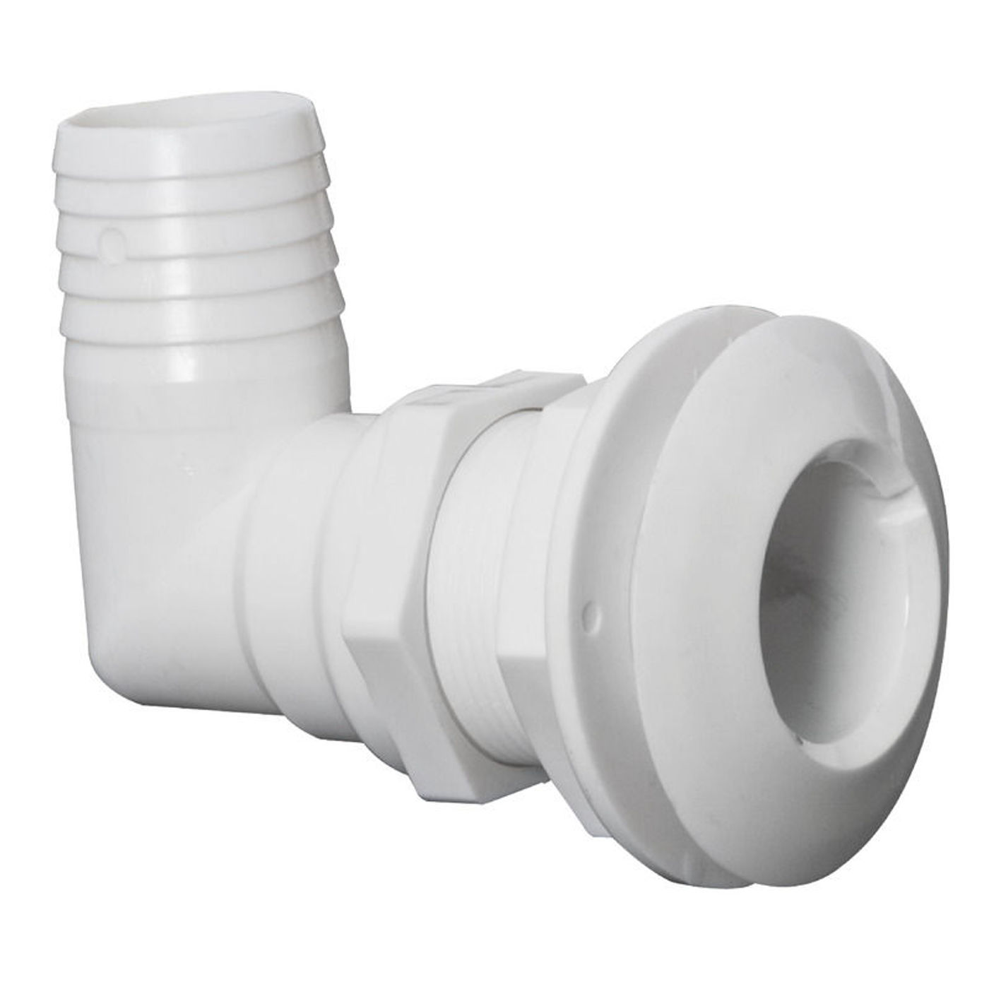 90&deg; bundventil hvid plast 1"1/2 x 38 mm