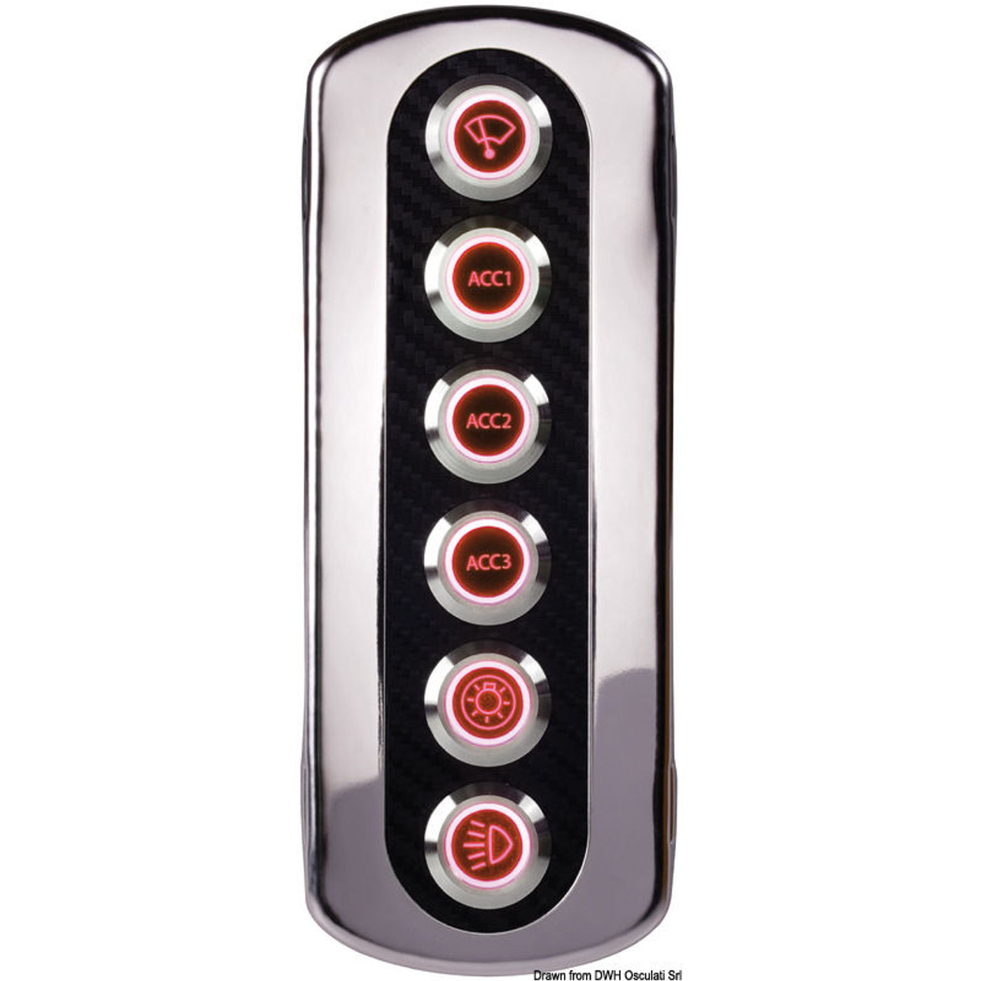 Bagbelyst kulfiberpanel. Rød LED Bagbelyst kulfiberpanel. Rød LED