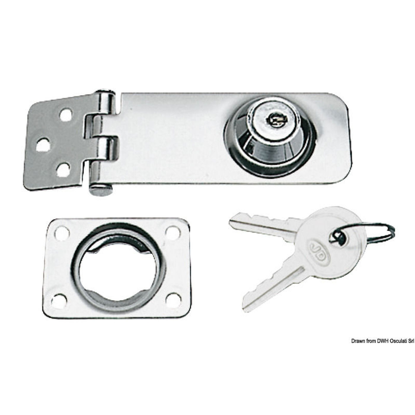 Låsbar haspe med nøgle 105x30 mm
