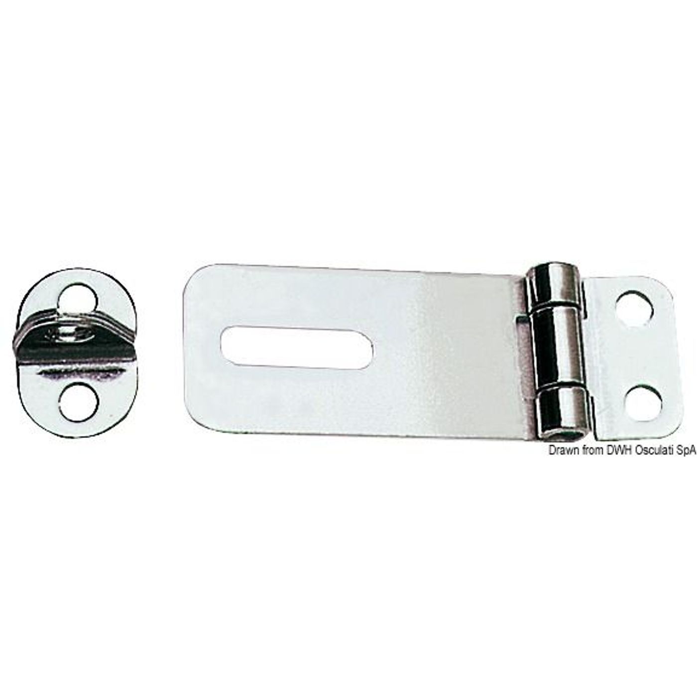 Hasp och märla i förkromad mässing 65x23 mm